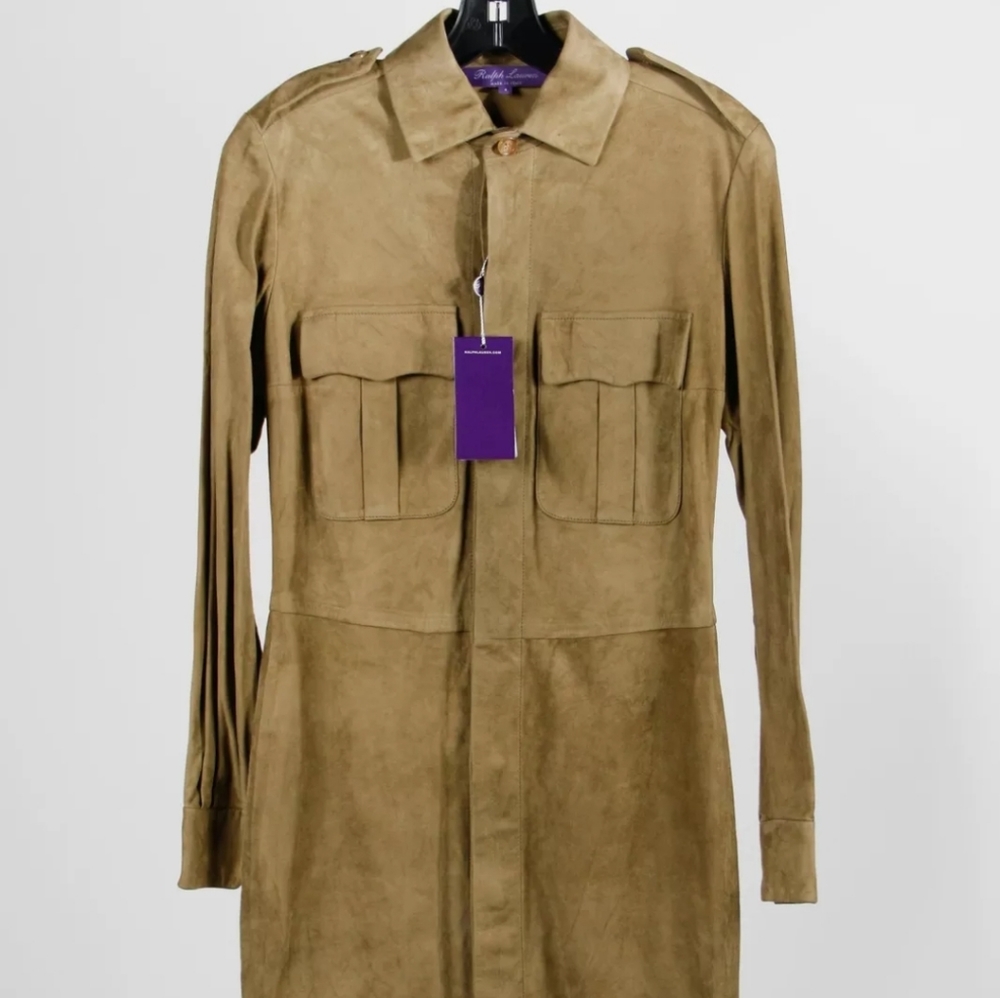 NWT Ralph Lauren PURPLE LABEL Sheep Suede Dress sz 4 - Picture 3 of 13
